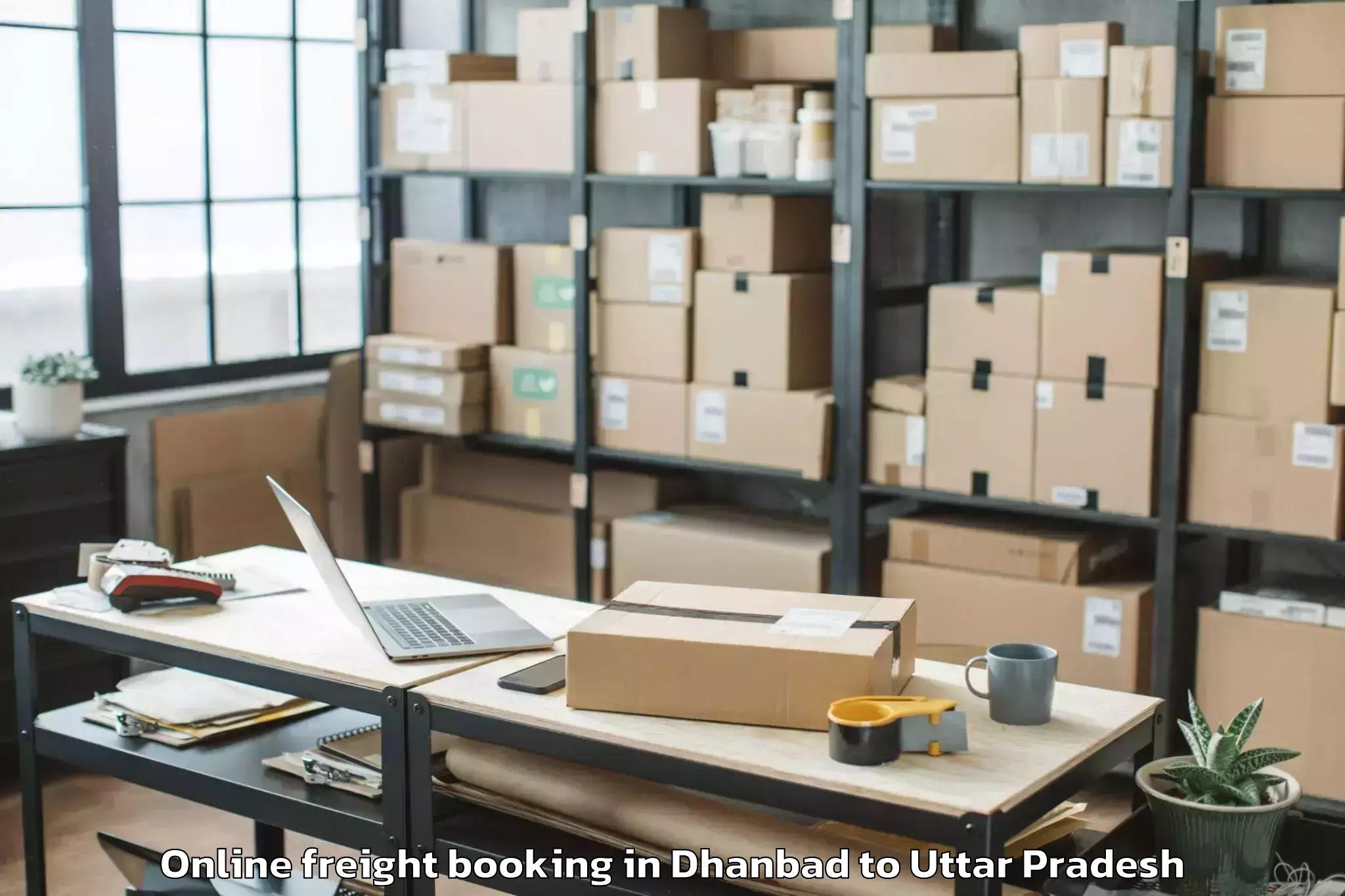 Reliable Dhanbad to Bilthra Online Freight Booking